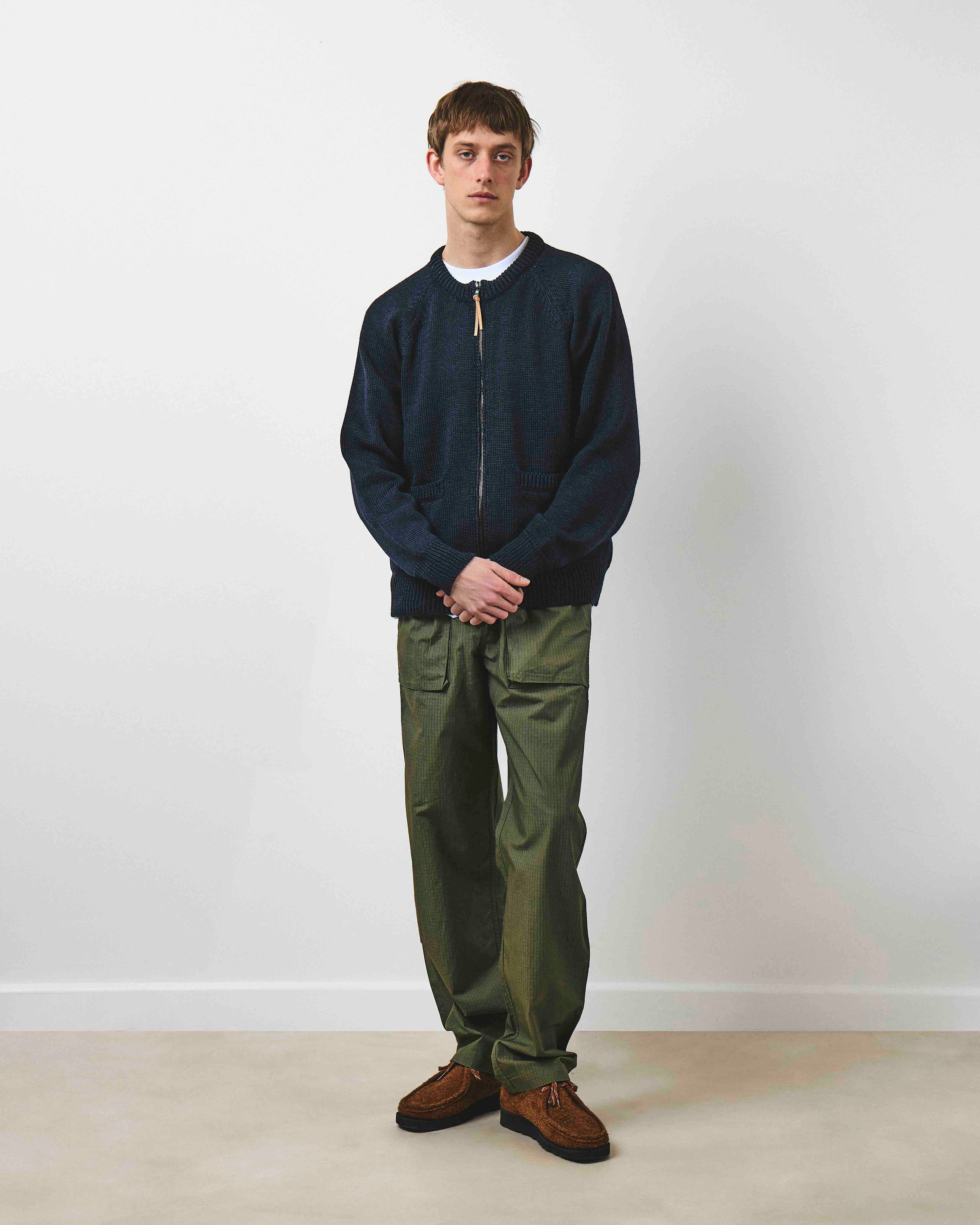 Zip Through Raglan Knit - Navy Dust