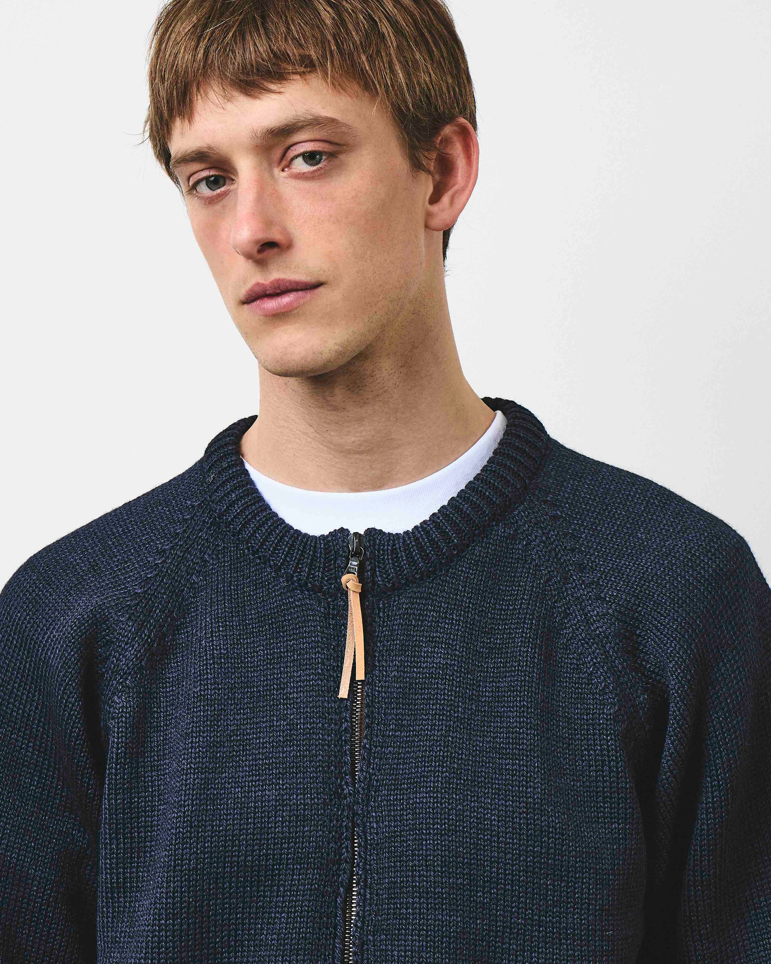 Zip Through Raglan Knit - Navy Dust