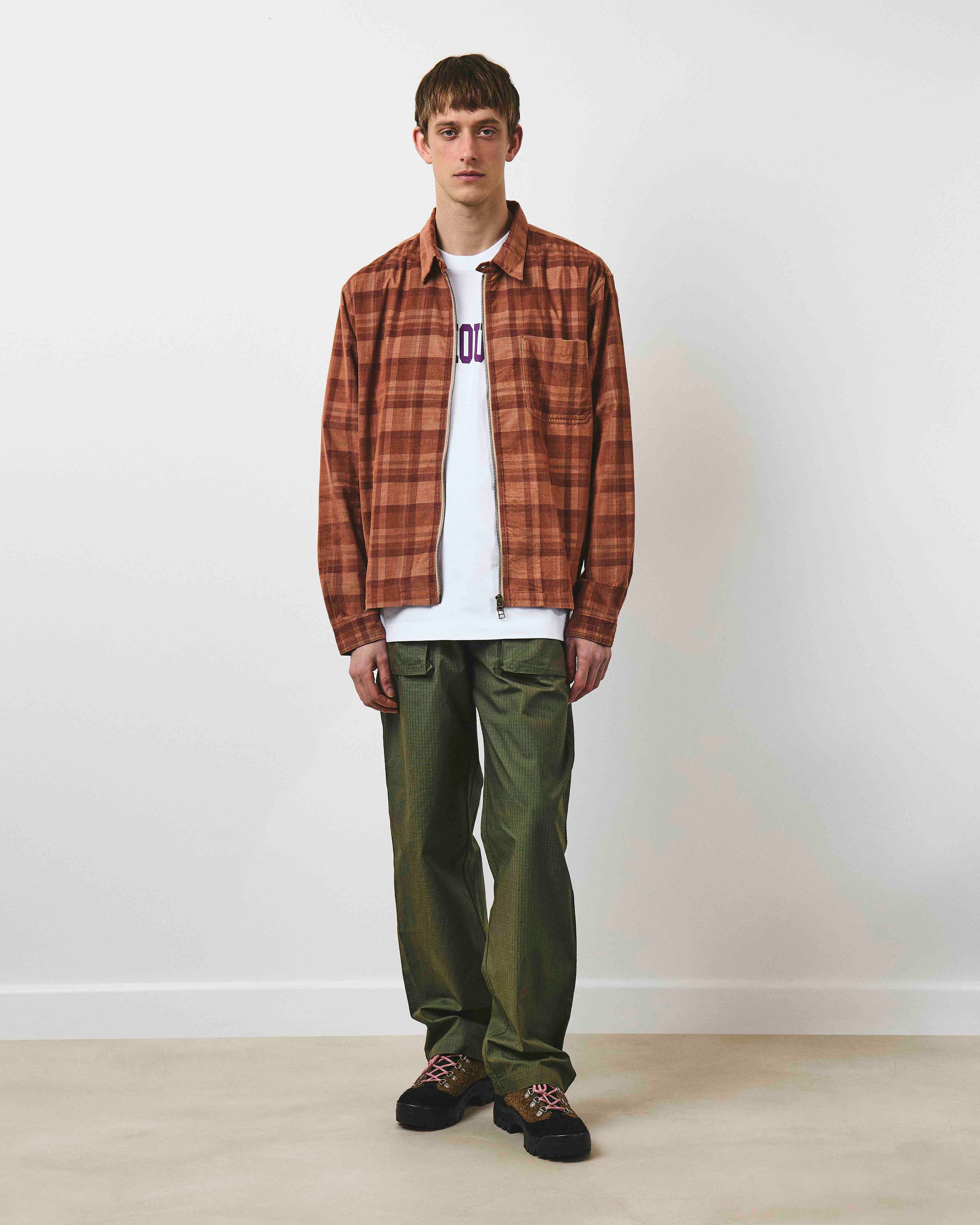 Cord Zip Through Jacket - Orange And Rust