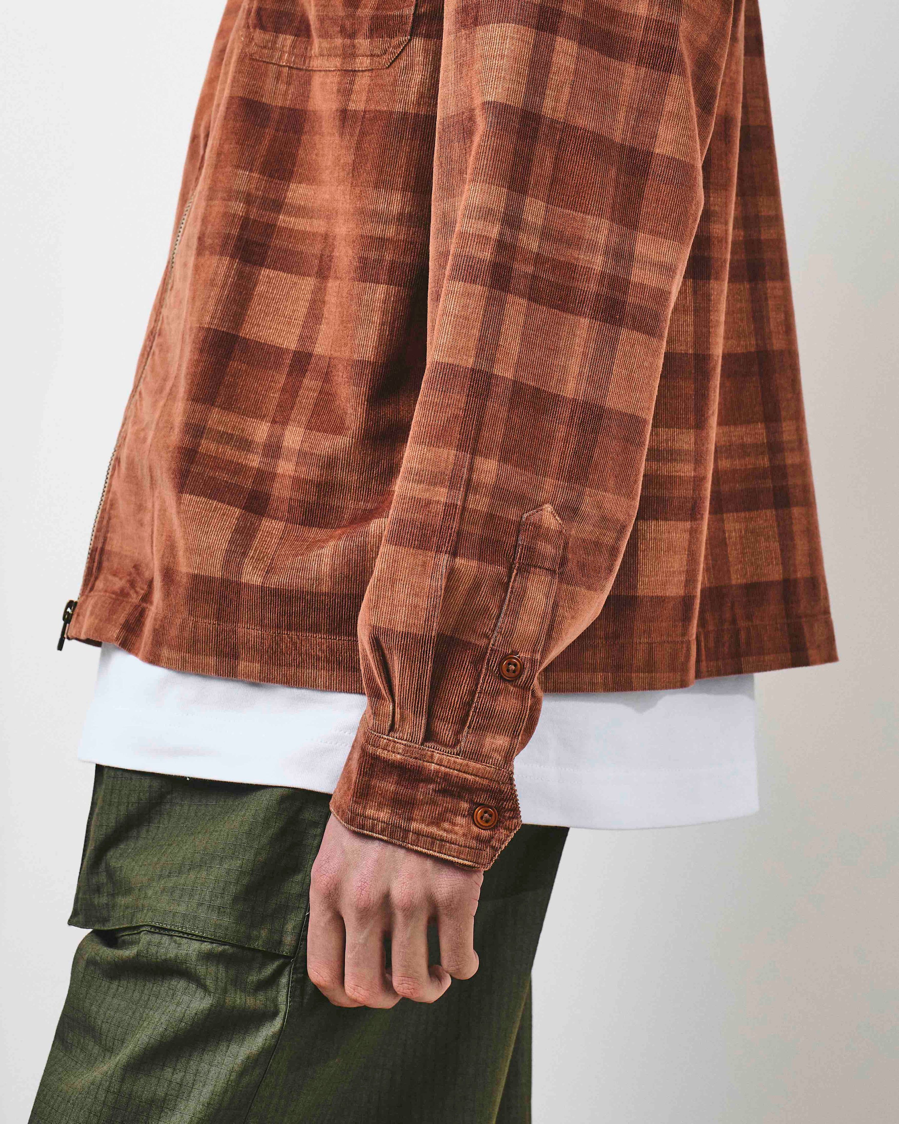 Cord Zip Through Jacket - Orange And Rust