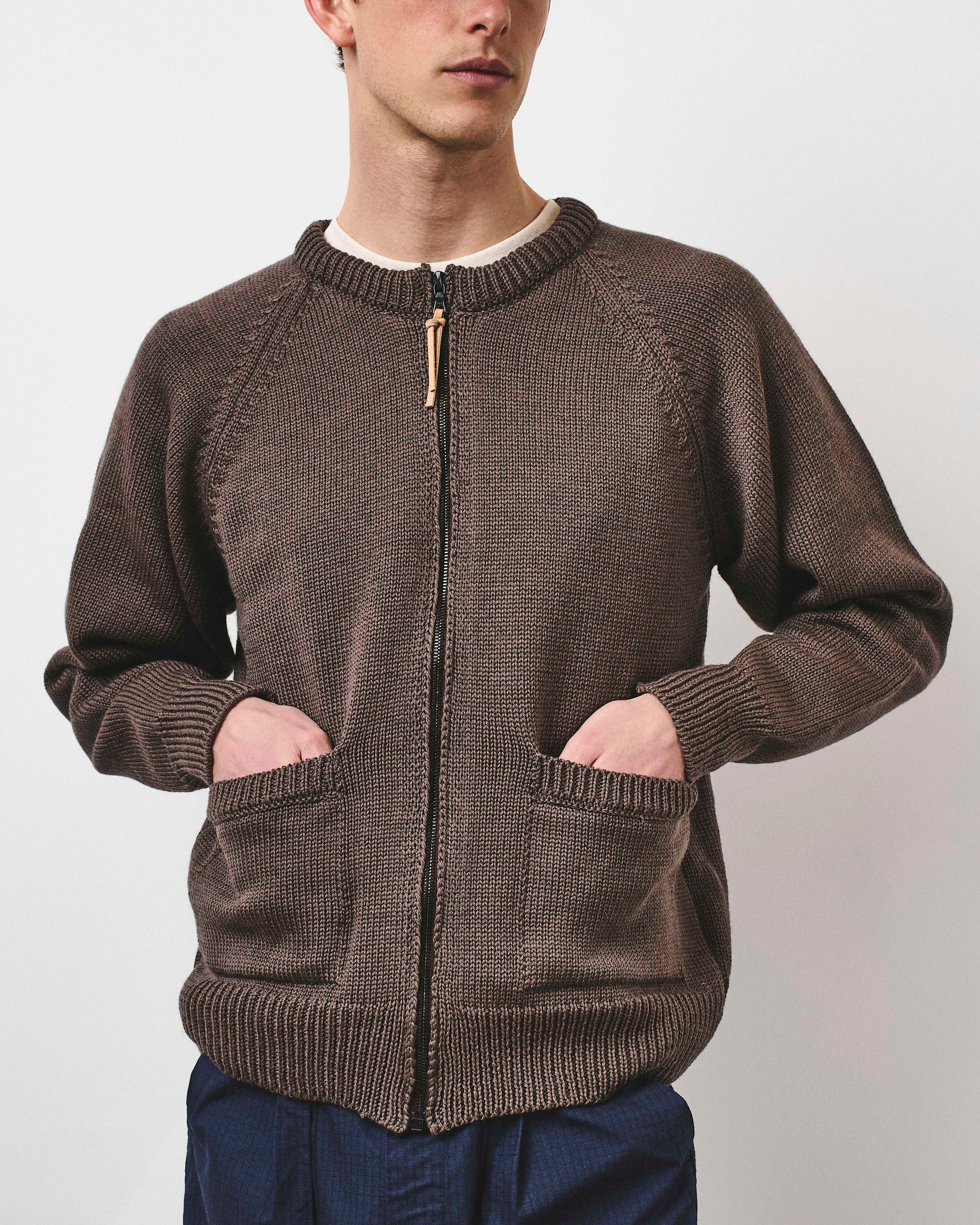 Zip Through Raglan Knit - Earth