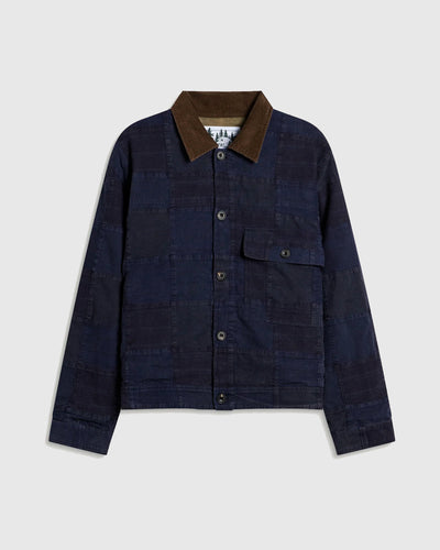 Patchwork Workers Jacket - Blue and Bark Patchwork